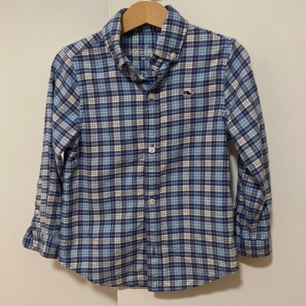 Vineyard Vines 100% Cotton Long Sleeve Flannel Button Down Shirt Size 3T